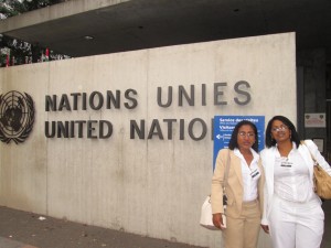 Laritza Diversent y Yarelis Flores, en Ginebra, en representación de la sociedad civil cubana