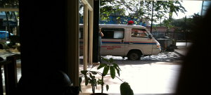 Ambulancia en la que se llevaron al recluso_foto de Dania Virgen García