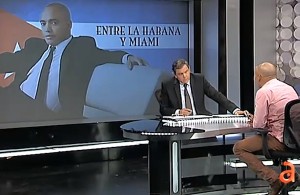 Manolín es entrevistado por el periodista Juan Manuel Cao, en el programa El Espejo, de América Tevé, Miami_archivo