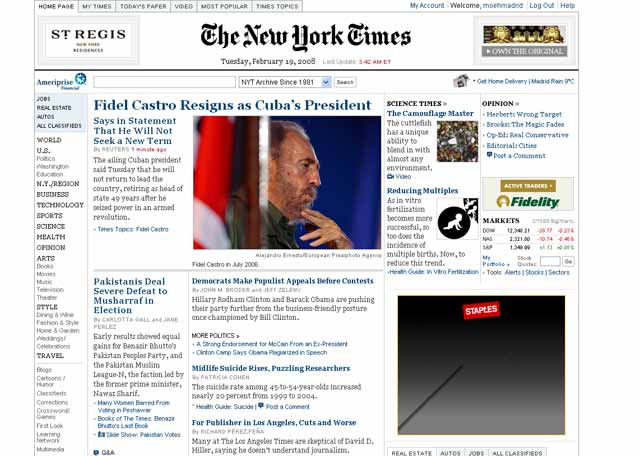 New York Times Castro renuncia