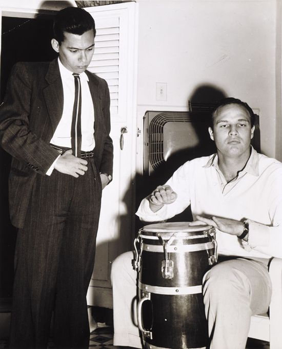 Cabrera Infante y Marlon Brando, Hotel Packard, 1956 (foto cortesía del autor)