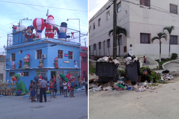 Las autoridades de Santo Suárez se preocupan más por los muñecos navideños que por el basurero frente a la escuela Primaria Oscar Rodríguez Delgado (foto del autor)