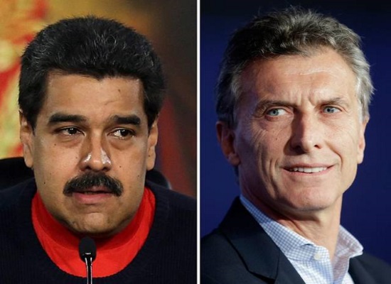 Nicolás Maduro vs Mauricio Macri (tomada del Nuevo Herald)