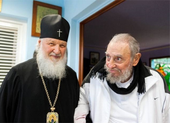 El patriarca ruso Kiril junto a Fidel Castro (Radio Rebelde/Facebook)