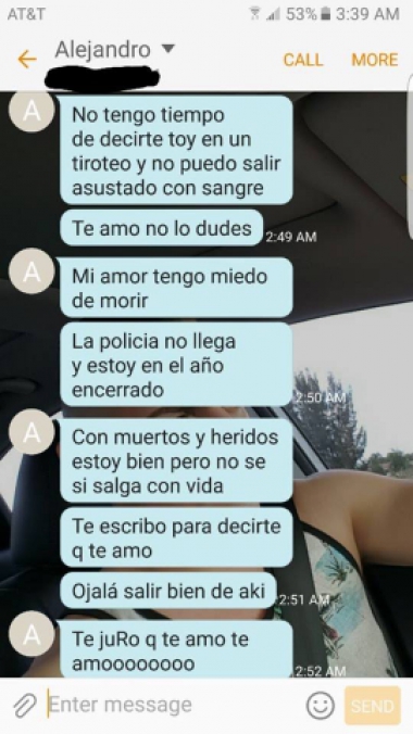 Mensajes enviados por Alejandro a su pareja momentos antes de morir (Facebook)