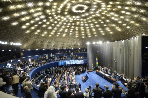 Vista general del senado hoy, último día de la audiencia del juicio político a Dilma Rousseff (Foto: EFE)