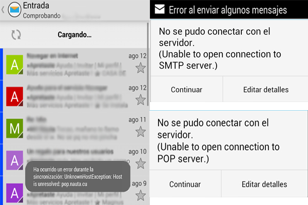 El servicio está inaccesible, como muestran estas capturas de pantalla (Foto: Orlando González)