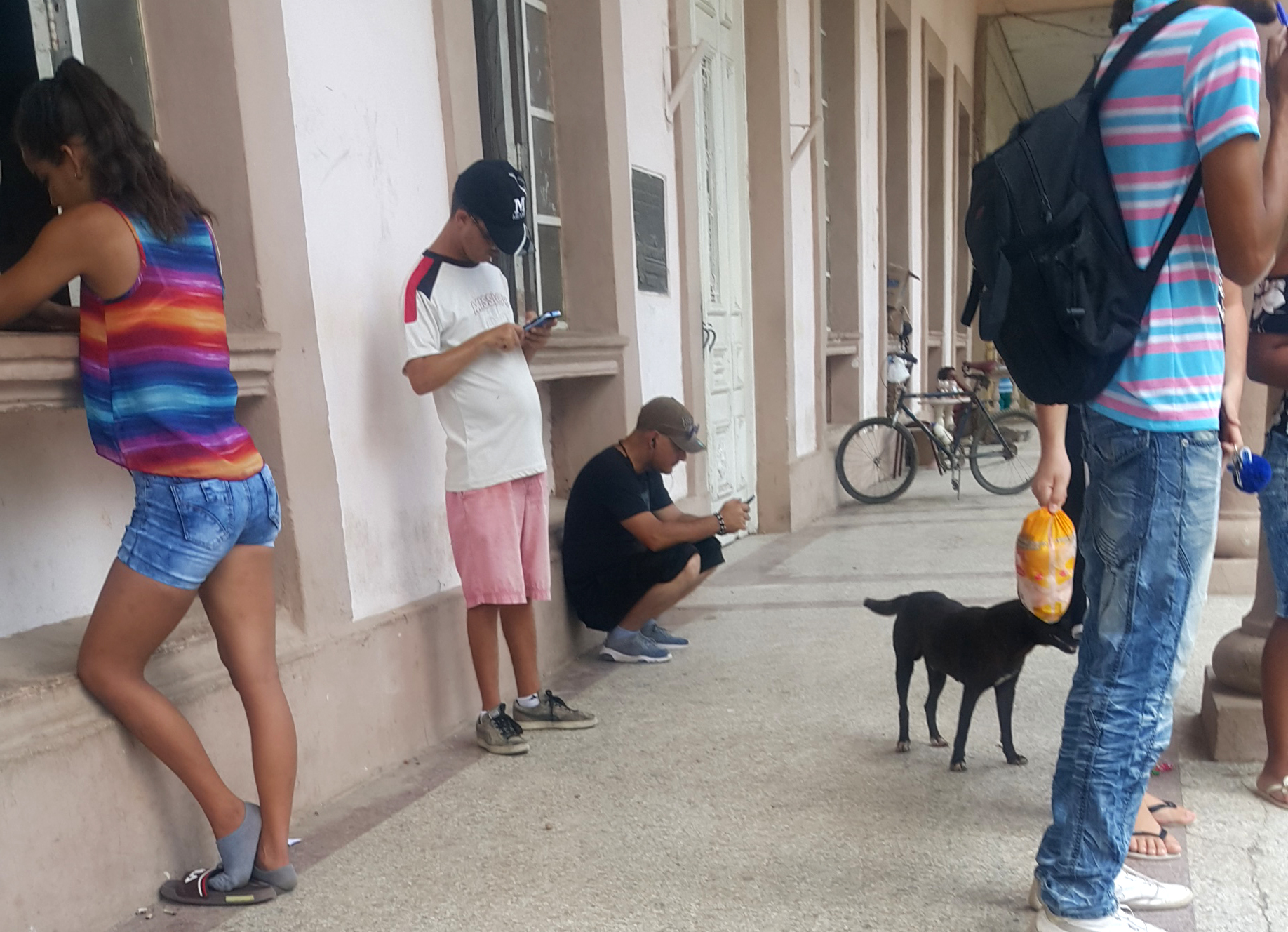 Cubanos en una zona wifi 