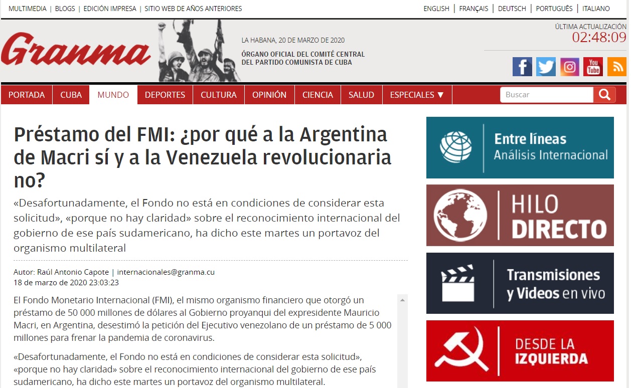 FMI, Cuba, Venezuela,