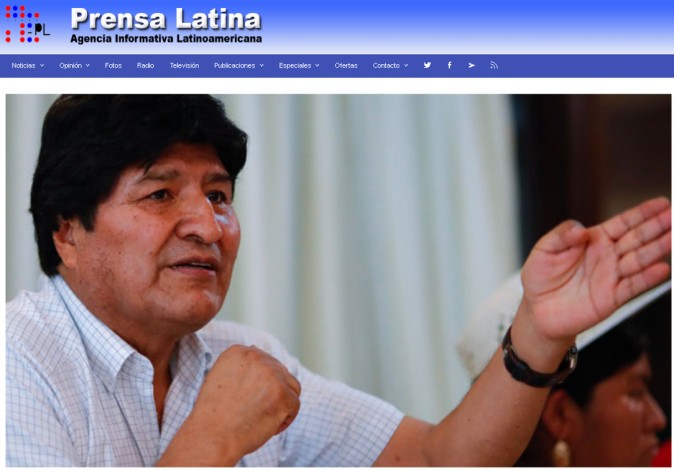 Evo Morales, Prensa Latina, Cuba