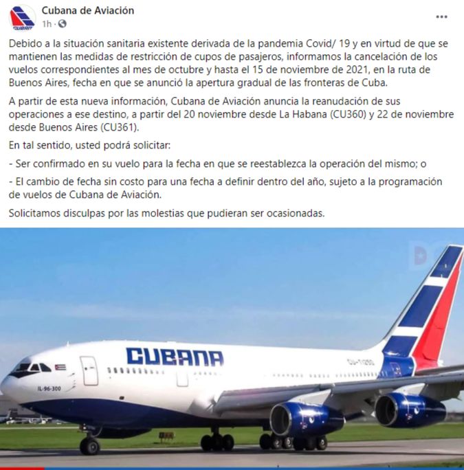 Cubana de Aviación COVID-19