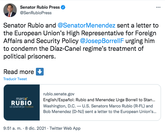 senadores Menéndez Rubio