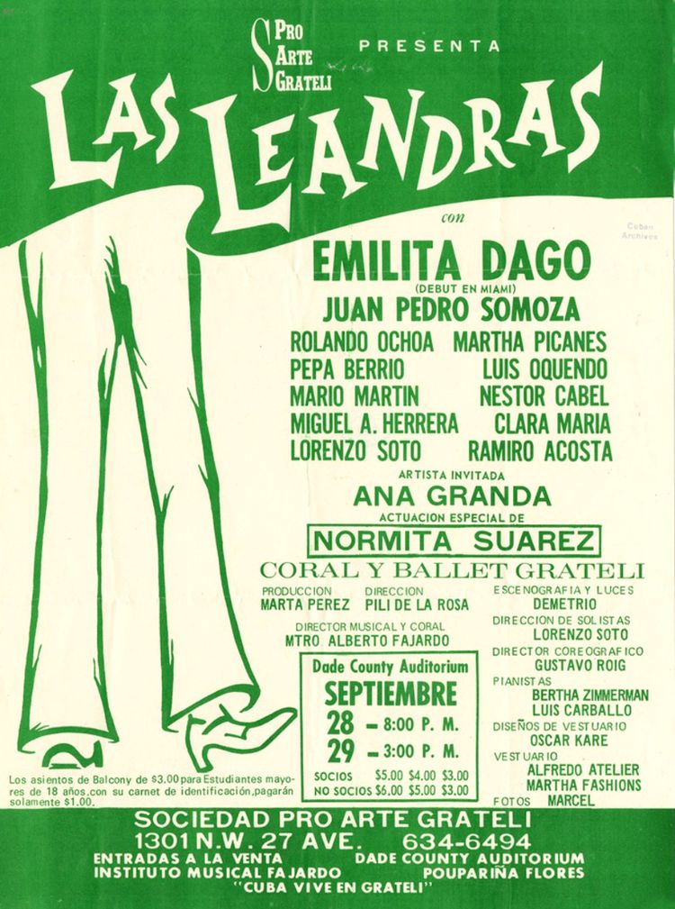 Las Leandras. Sociedad de Arte Grateli. Miami, 1974