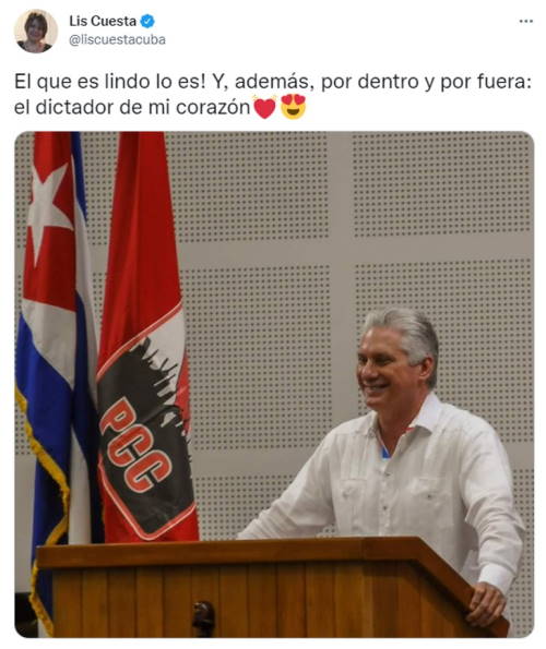 “The dictator of my heart”: Lis Cuesta compliments Díaz-Canel on Twitter