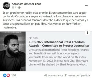 Abraham Jiménez Enoa, CPJ, premio