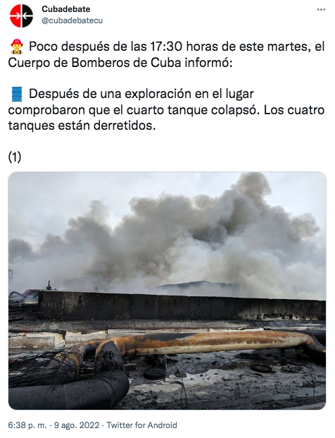 Fire in Matanzas: "The four tanks are melted"