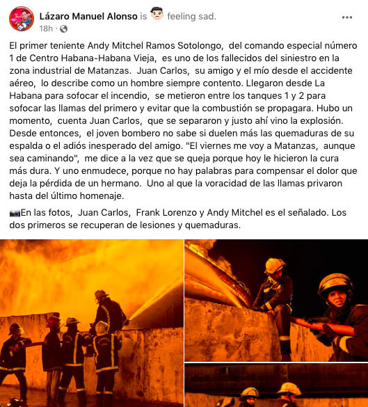 The last images of a firefighter who died in Matanzas come to light