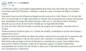 Mary Karla Ares, cubana, periodistas, represión, ICLEP