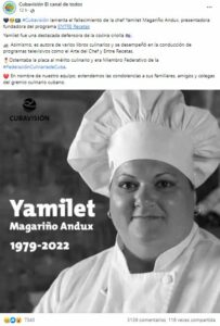 Yamilet Magariño Andux, cubana, chef, cocina