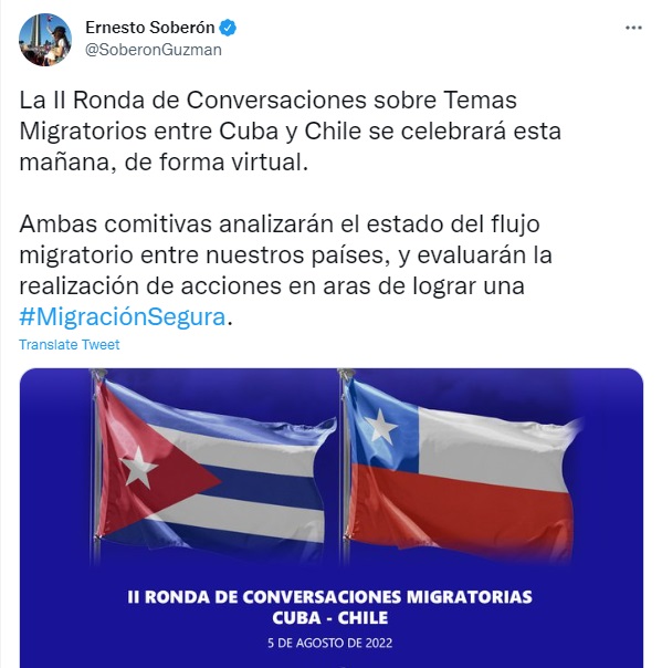 Authorities from Cuba and Chile talk this Friday about migration issues
