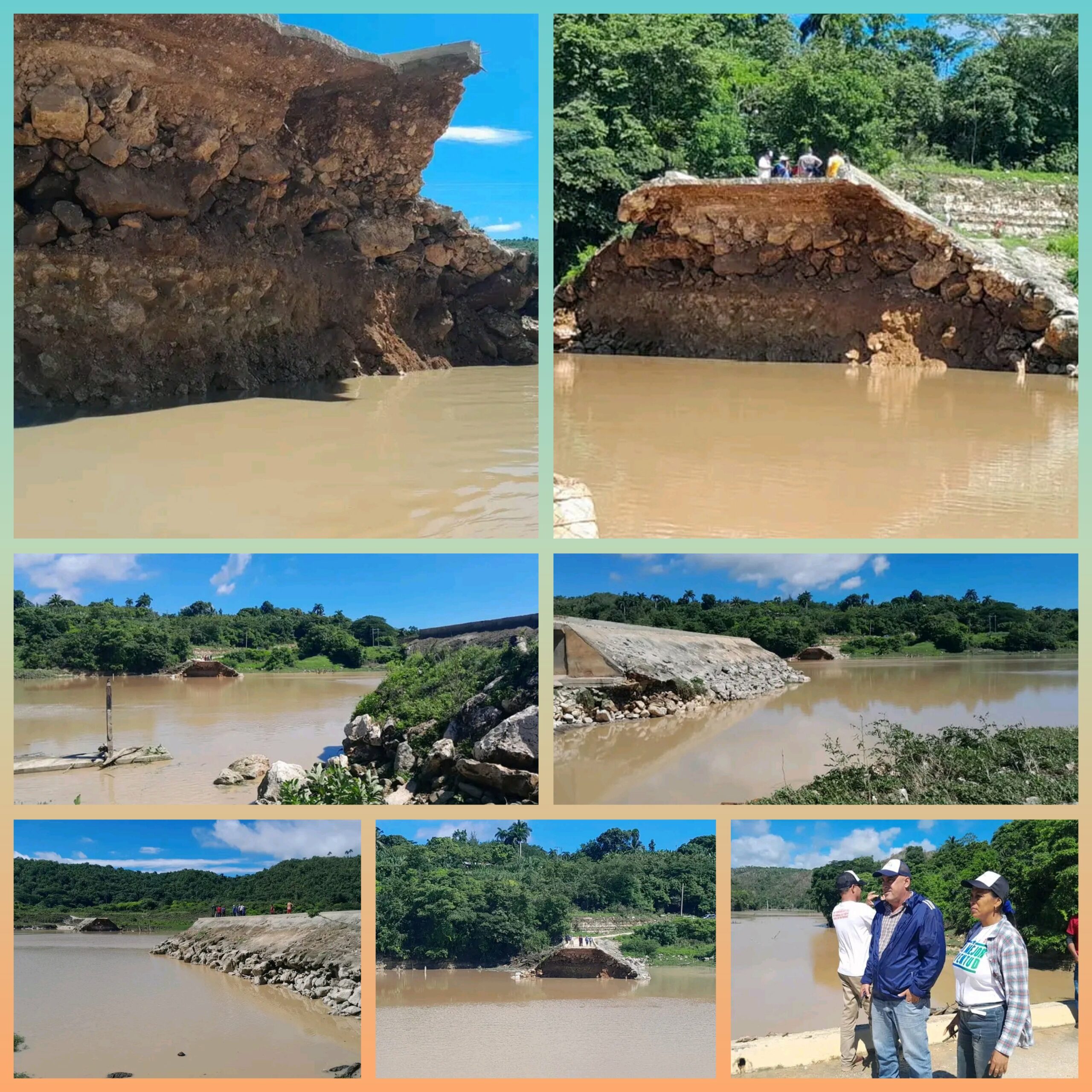 Puente en el aliviadero de la presa Mayarí, colapsado 