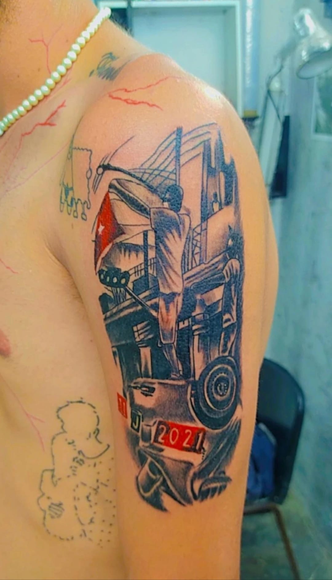 Uno de los tatuajes de Yoandy, inspirado en el 11J 