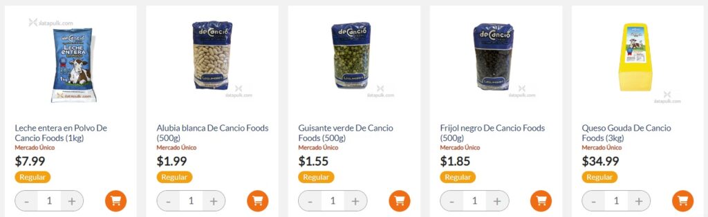 Productos de la marca "De Cancio Foods" que se venden en la web de Katapulk