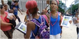 Varias de las madres que protestaron este viernes ante la sede del MINSAP