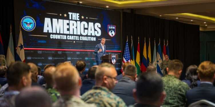 Pete Hegseth, secretario de Guerra de Estados Unidos, durante una conferencia en Ciudad de Panamá, el 12 de agosto de 2026