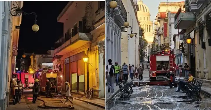 la habana vieja, cuba, incendio