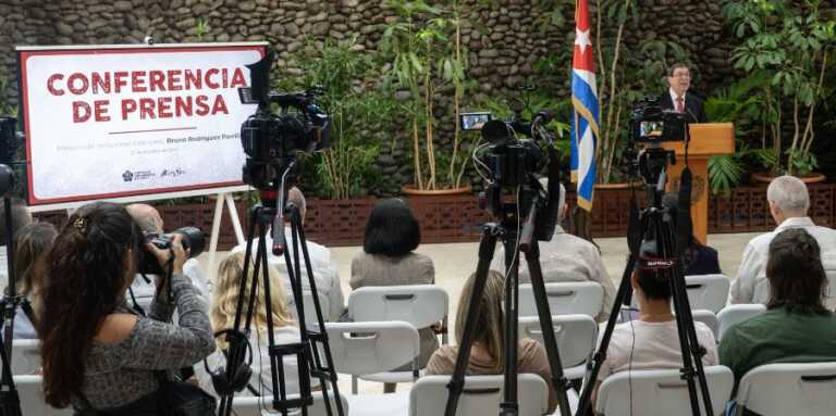 El canciller del régimen cubano, Bruno Rodríguez Parrilla, en conferencia de prensa este 21 de octubre