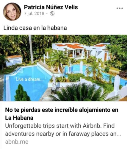 Patricia N├║├▒ez promocionando la casa que su hermana Lupe alquila en La Habana por Airbnb